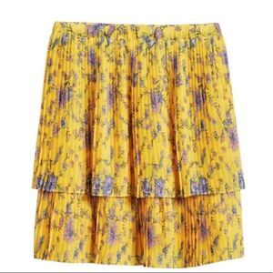 Banana Republic Yellow Floral Pleated Skirt